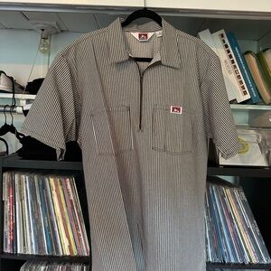 Men's Green & White half zip Ben Davis